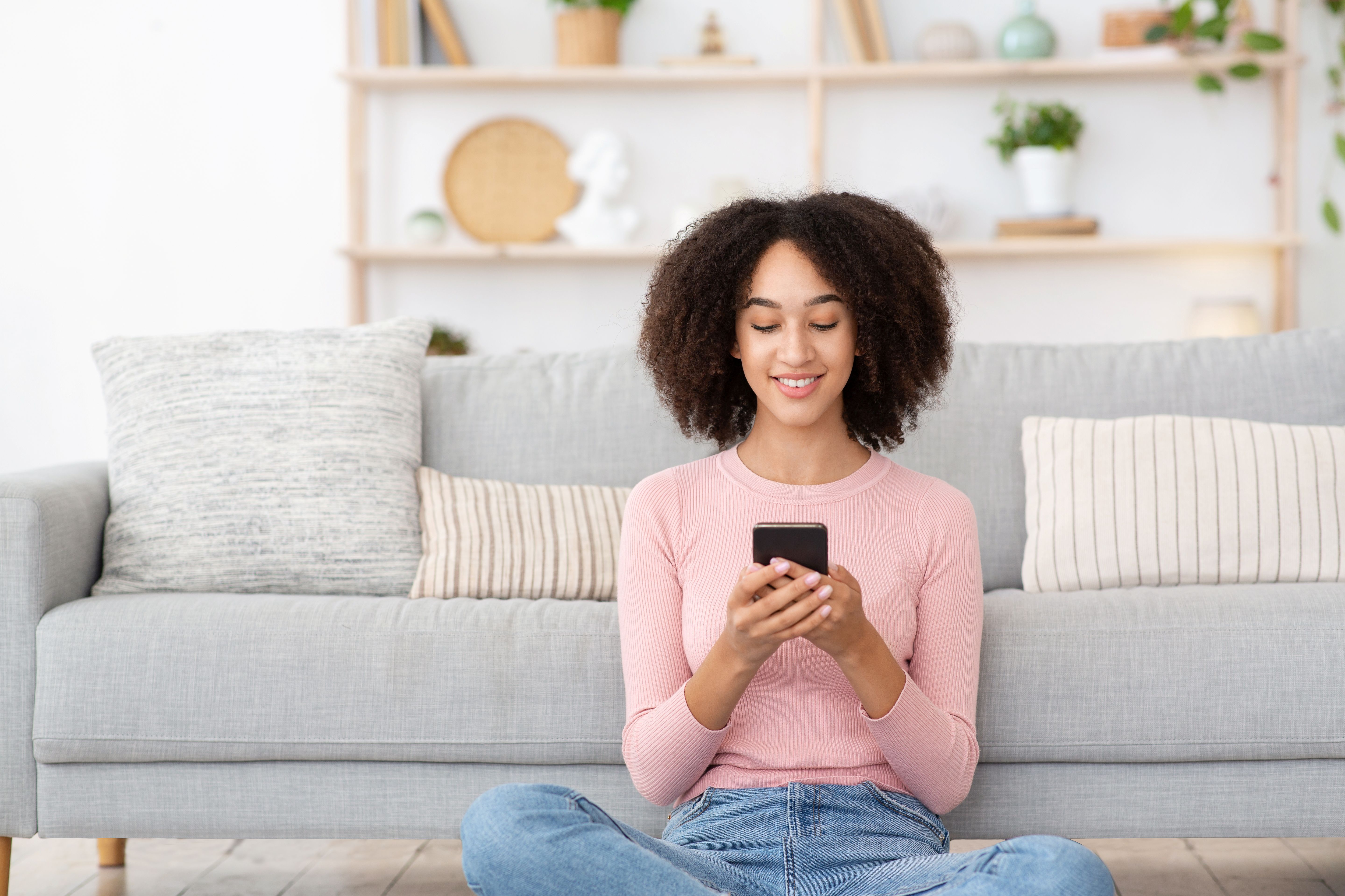 Woman looking at her phone